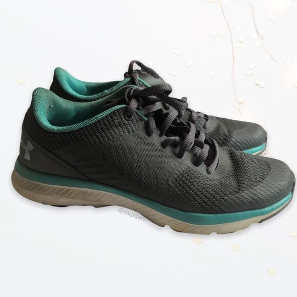 Under Armour Womens Micro G Press Training Shoes Blue Rhino Gray 1285804-076 7.5 - Picture 1 of 10